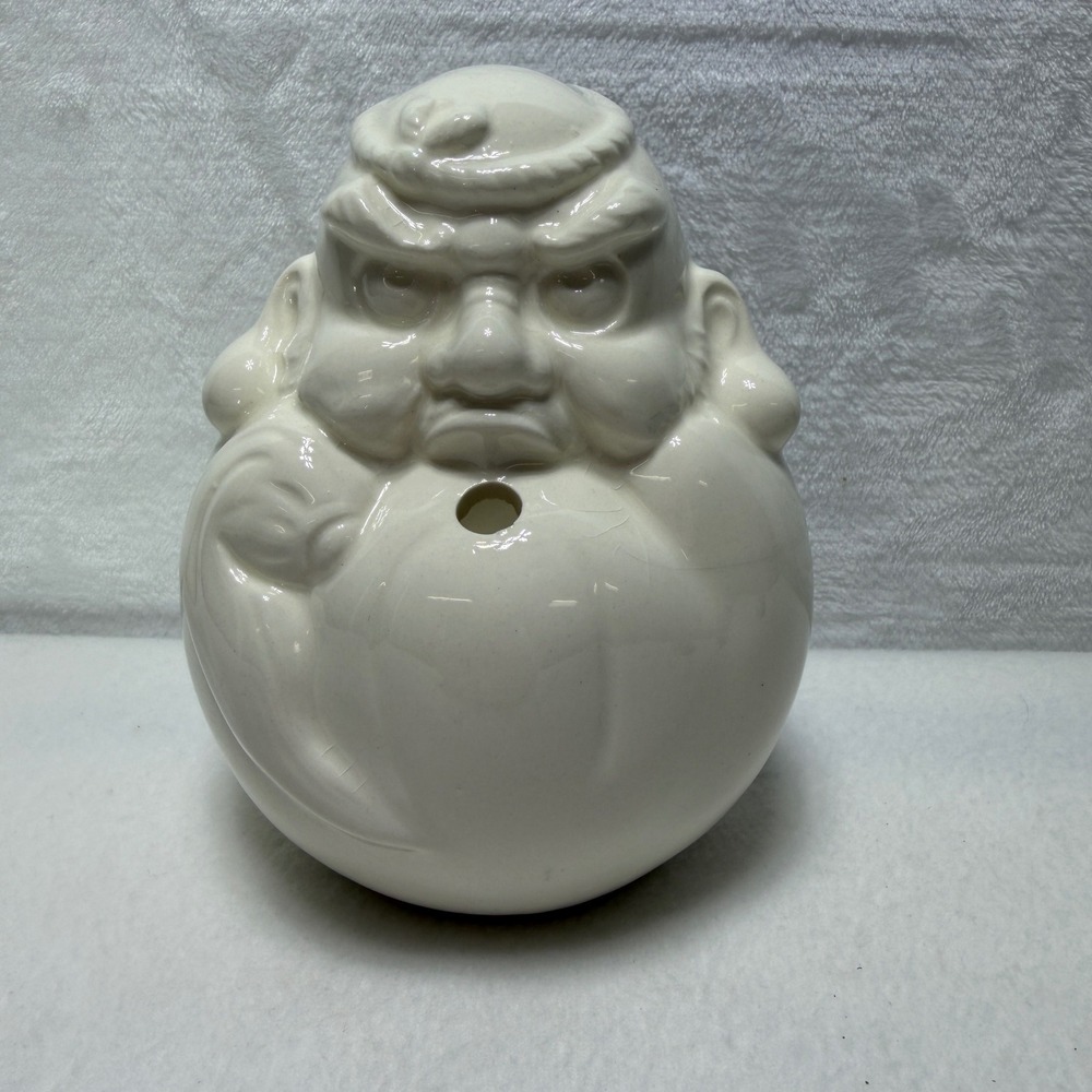Vintage Off White Ceramic Sumo Wrestler Tiki Mug Figural Head Jar Cream Glossy